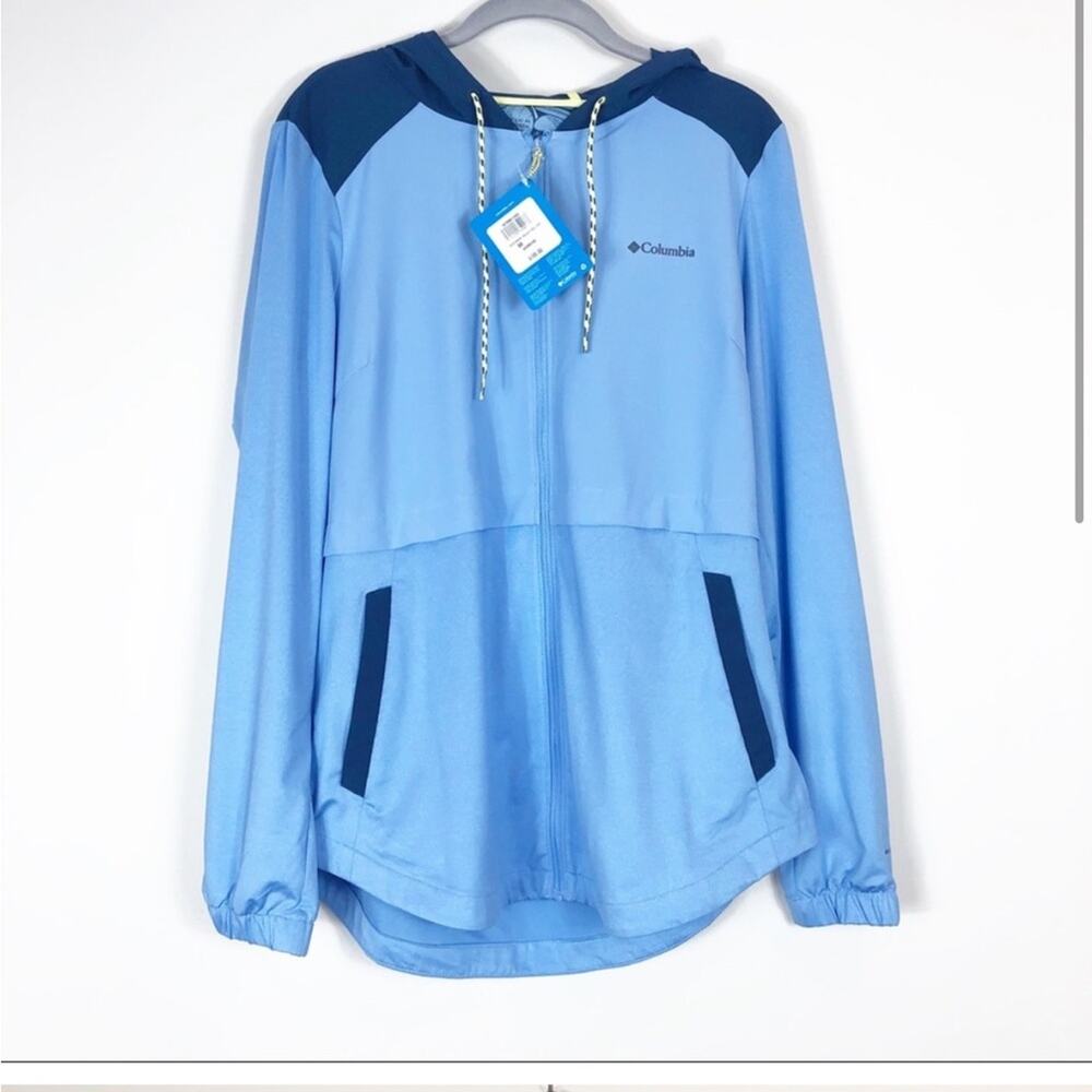 NWT Columbia vestia hills blue zip up jacket with sun protection